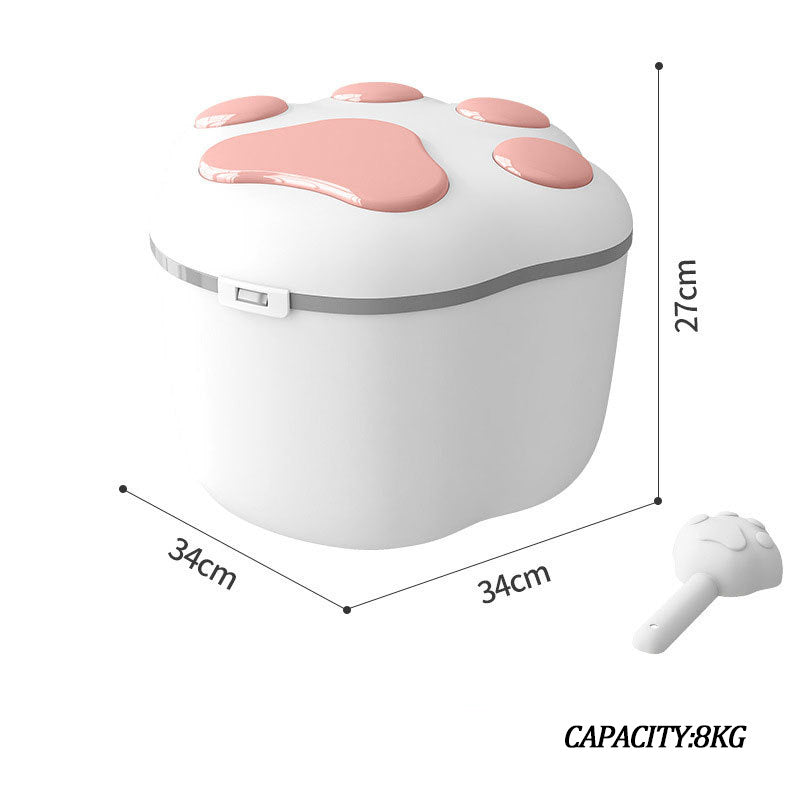 Dog Food Storage Container Claw Pet Grain Storage Bucket, Container With Cute Lid And Scoop Large Pet Food Storage For Dog, Cat And Other Pet