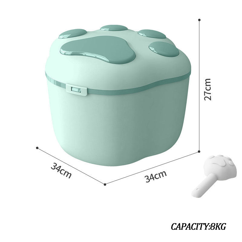 Dog Food Storage Container Claw Pet Grain Storage Bucket, Container With Cute Lid And Scoop Large Pet Food Storage For Dog, Cat And Other Pet