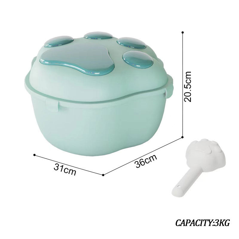 Dog Food Storage Container Claw Pet Grain Storage Bucket, Container With Cute Lid And Scoop Large Pet Food Storage For Dog, Cat And Other Pet