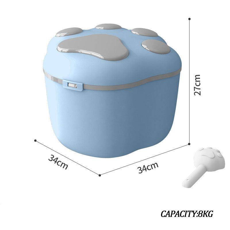 Dog Food Storage Container Claw Pet Grain Storage Bucket, Container With Cute Lid And Scoop Large Pet Food Storage For Dog, Cat And Other Pet