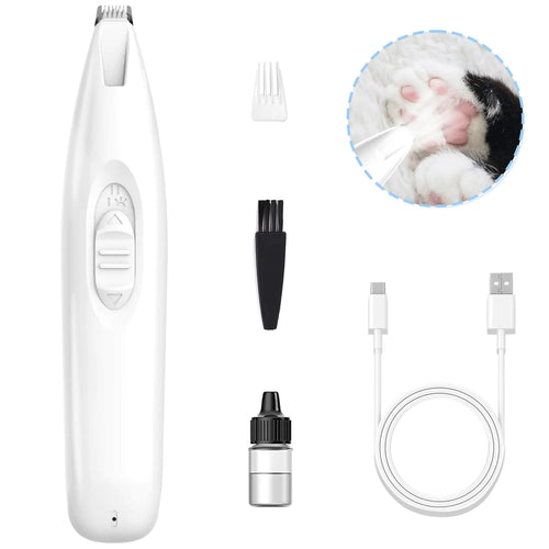 KIKETECH LED Dog Paw Trimmer - Cordless Low Noise Dog Clippers for Grooming Rechargeable Small Area Shaver for Dog Clippers Cats SnowWhite