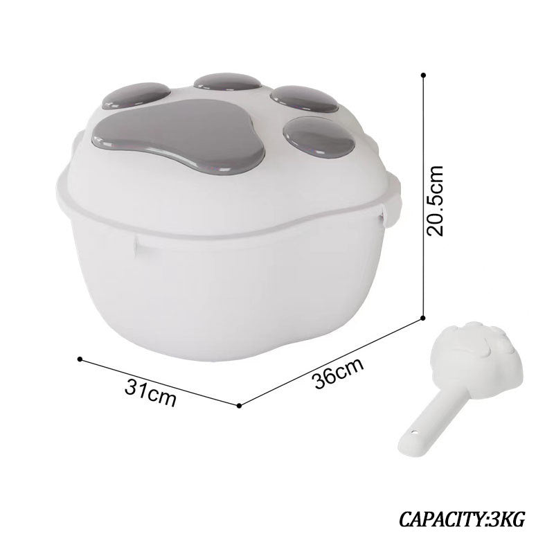 Dog Food Storage Container Claw Pet Grain Storage Bucket, Container With Cute Lid And Scoop Large Pet Food Storage For Dog, Cat And Other Pet