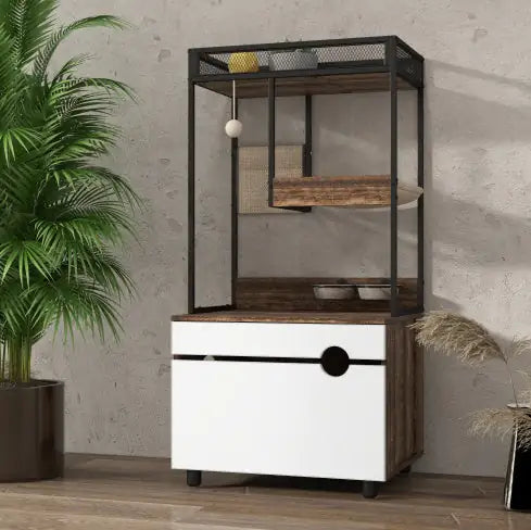 Cat Litter Box Enclosures With Cat Tree Tower, Cat Furniture ,Cat Cabinet