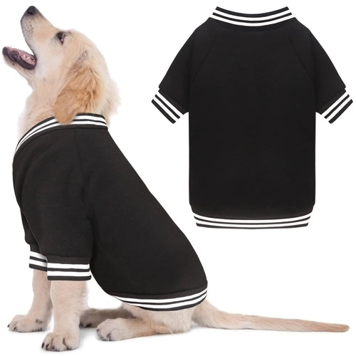 Dog Sweaters for Small Dogs Brushed Fleece Dog Sweater Baseball Jacket Dog Clothes Soft Warm Dog Sweatshirt Puppy Sweater Boy Girl Pet(Black-S)