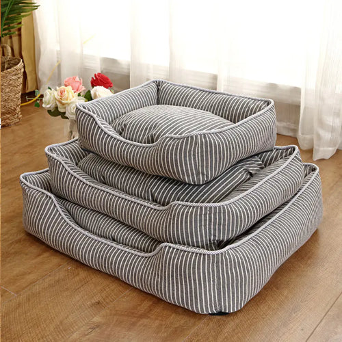 Cotton and Linen Striped Pet Nest for All Seasons