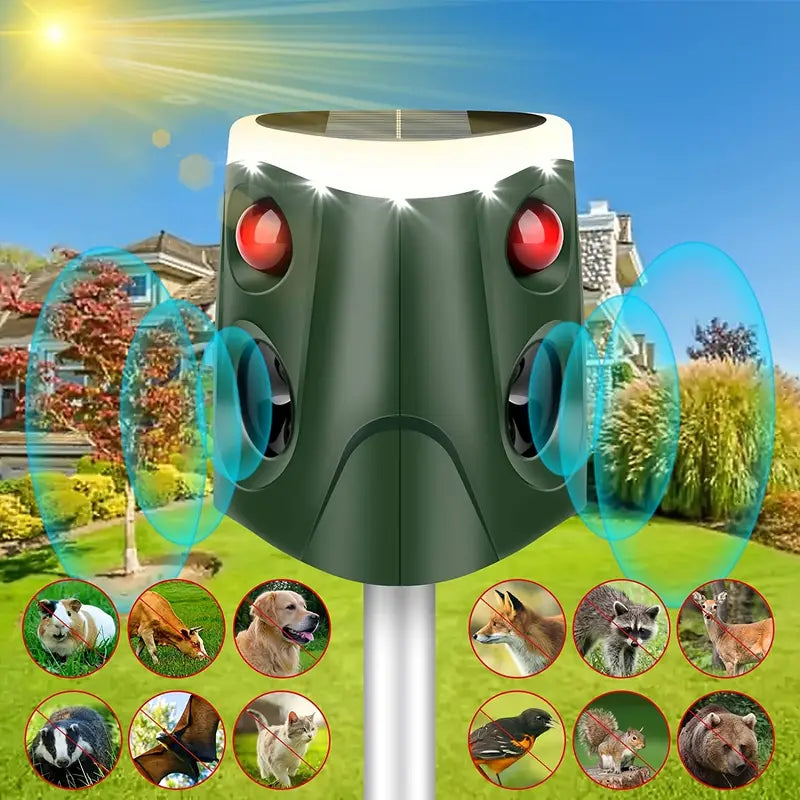 Solar Ultrasonic Animal Repeller with PIR Sensor