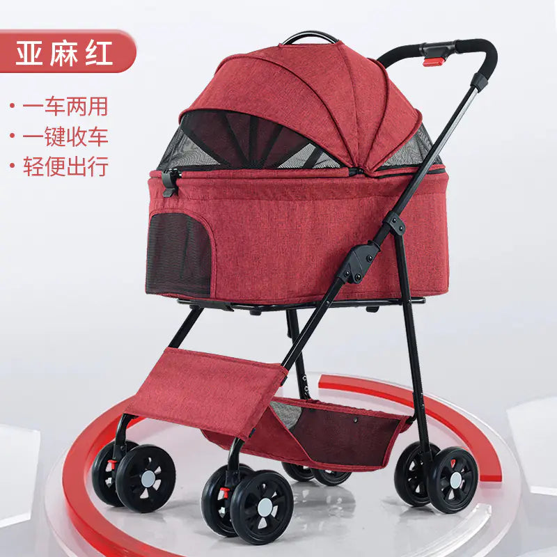 Portable Collapsible Pet Stroller for Small Dogs and Cats