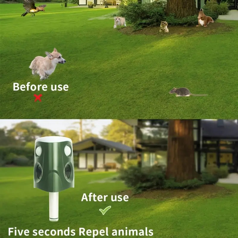 Solar Ultrasonic Animal Repeller with PIR Sensor