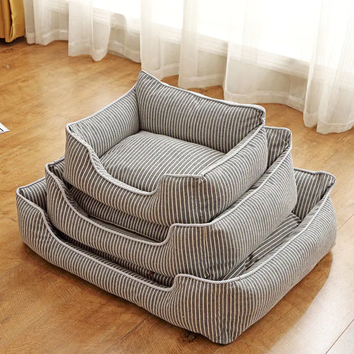 Cotton and Linen Striped Pet Nest for All Seasons