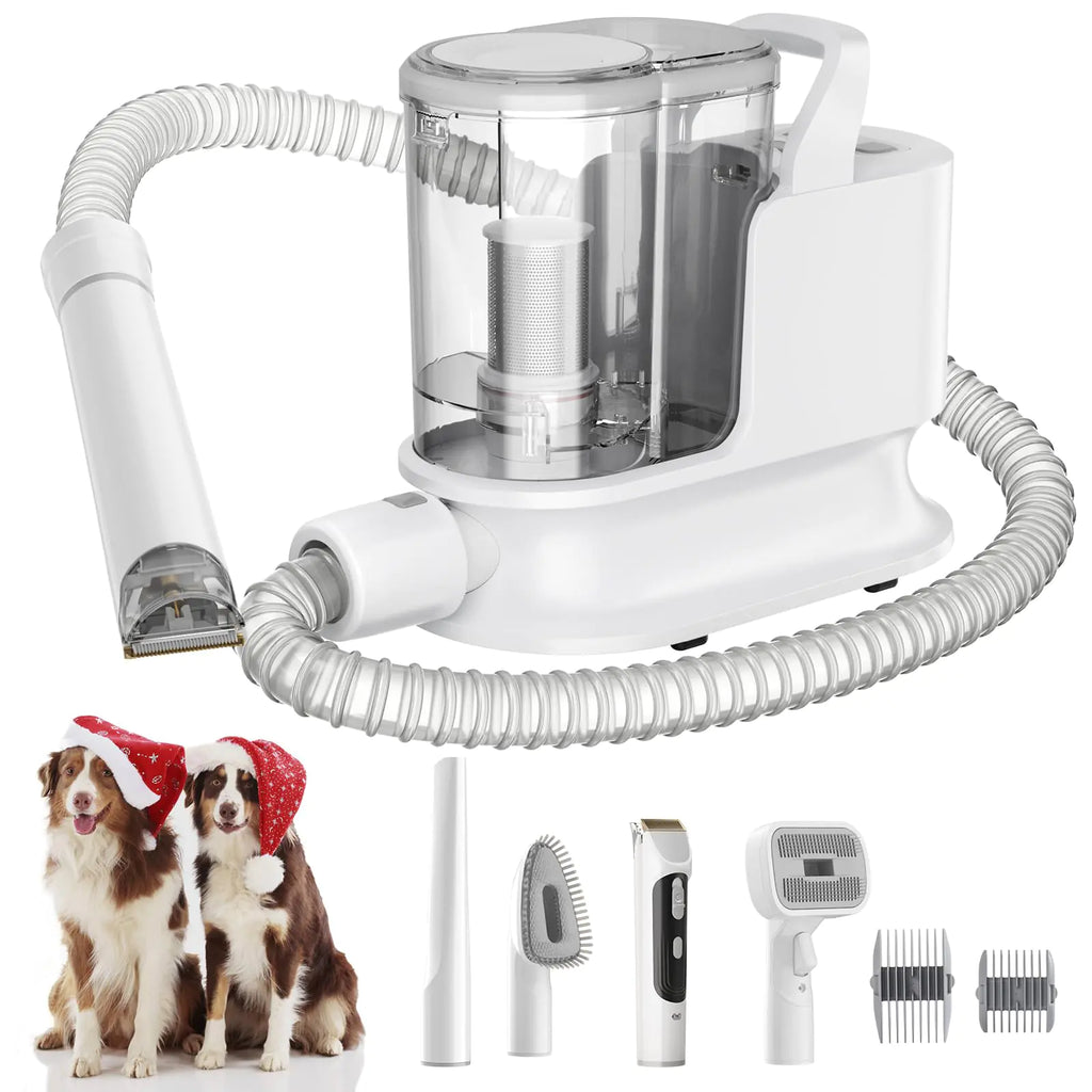 Dog Grooming Kit & Dog Grooming Vacuum 12Kpa Suction Pet Vacuum Grooming Kit with Low Noise 3 Suction Mode 2L Capacity Dog Vacuum with 5 Pet Grooming Tools for Shedding Pet Hair Home Cleaning